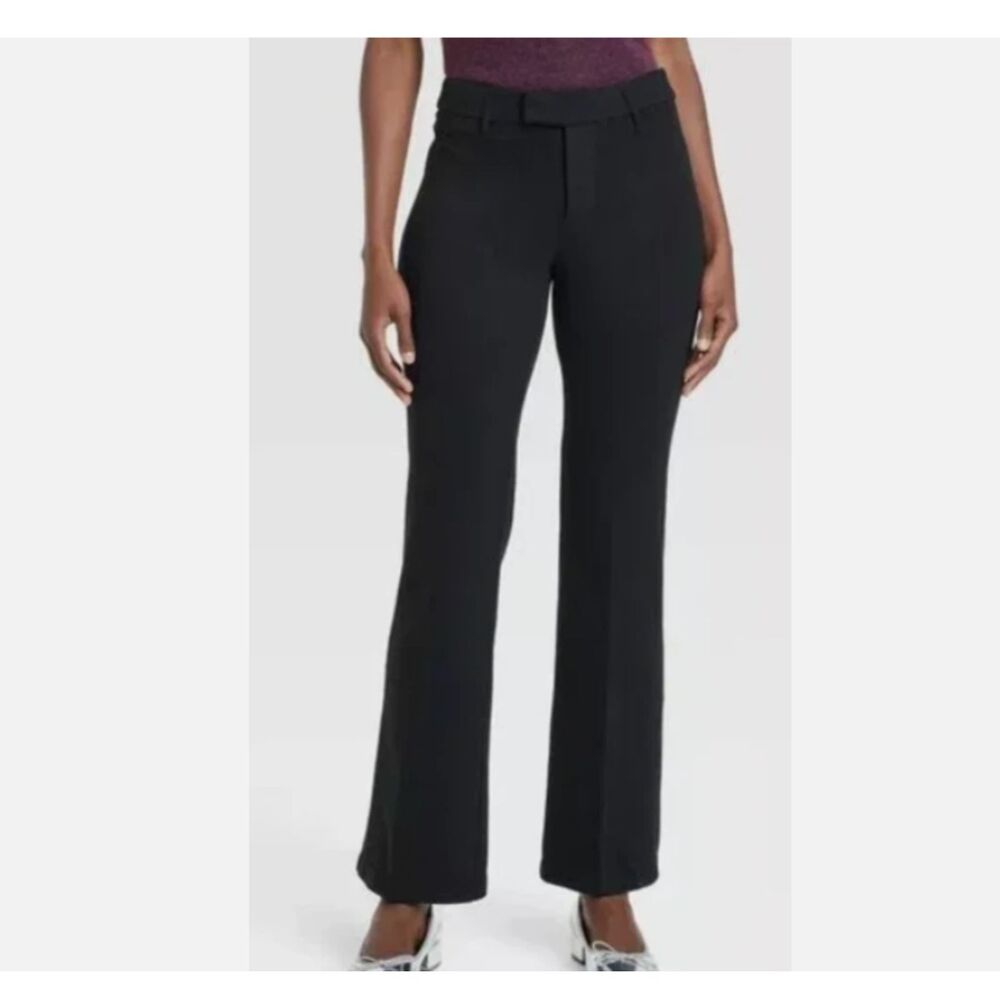 Women's Black High-Rise Flare Ponte Trousers Dress Pants with Pockets- A New Day